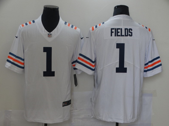 Men's Chicago Bears #1 Justin Fields White Vapor Untouchable Limited Stitched Jersey